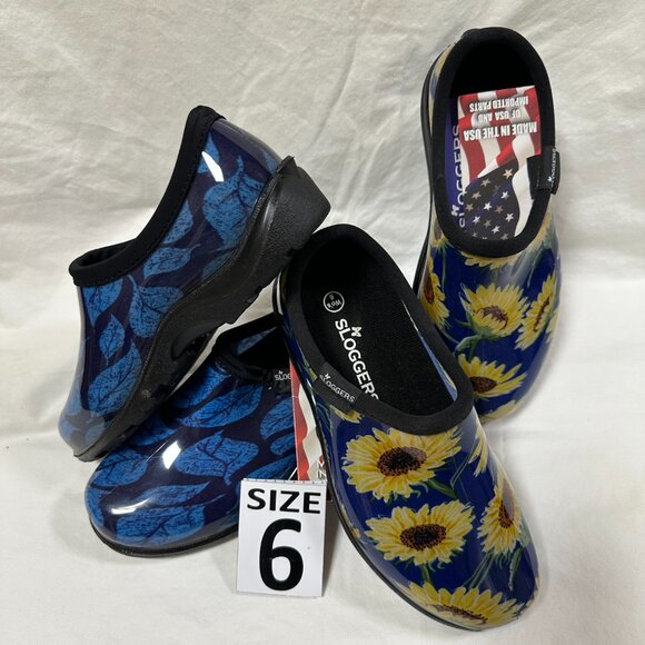 Two for One Price!!! Sloggers Waterproof Rain Shoes - Sunflower & Blue Leaf. - Picture 2 of 3